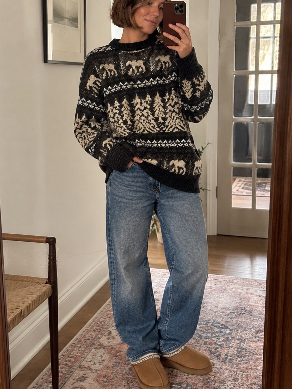 Vintage Eddie Bauer Wool Nordic Bear Sweater Made USA Men’s M